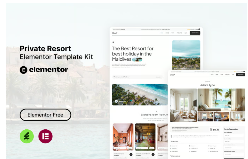 Elliad - Private Resort Elementor Template Kit