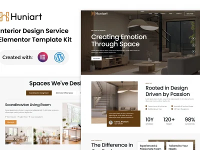 Huniart - Interior Design Service Elementor Template Kit