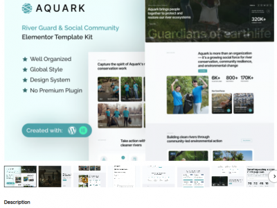 Aquark - River Guard & Social Community Elementor Template Kit