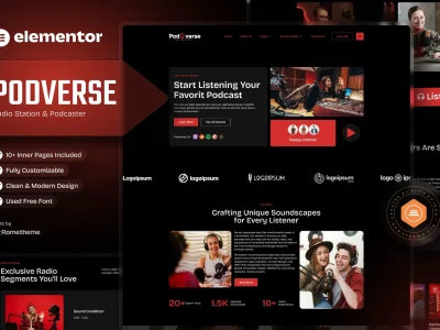 Podverse - Radio Station & Podcaster Elementor Template Kit