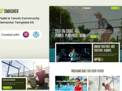 Smasher - Padel Tennis Community Elementor Template Kit