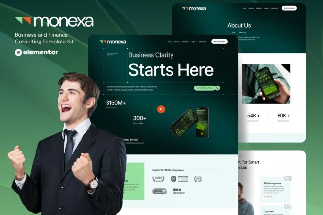 Monexa - Business & Finance Consulting Elementor Template Kit