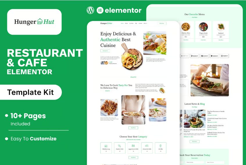 HungerHut - Restaurant & Cafe Elementor Template Kit