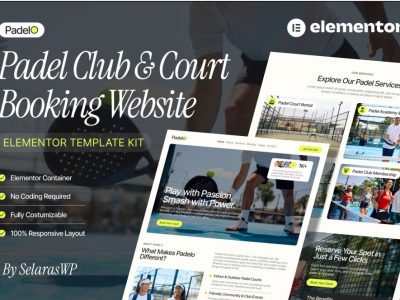 Padelo - Padel Club & Court Booking Elementor Pro Template Kit