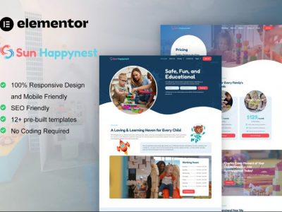 SunHappynest - Kindergarten & Child Care Elementor Pro Template Kit