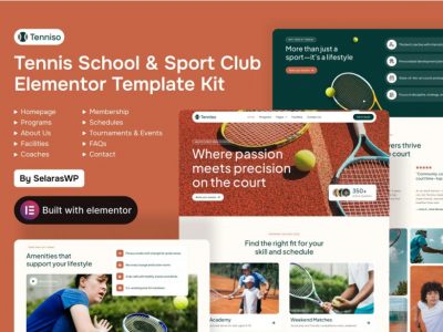 Tenniso - Tennis Schools & Sport Club Elementor Pro Template Kit