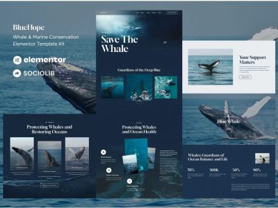 BlueHope - Whale & Marine Conservation Elementor Template Kit