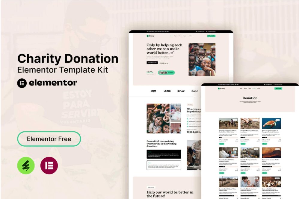 Givvy - Charity Donation Elementor Template Kit