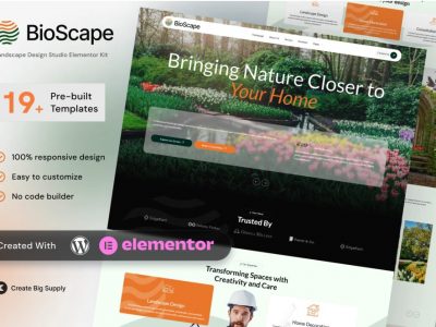 BioScape - Landscape Design and Home Decoration Elementor Template Kit for Outdoor Spaces and Garden
