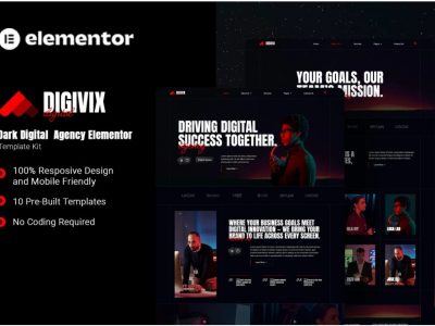 Digivix - Dark Digital Agency Elementor Template Kit