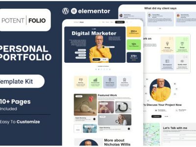 PotentFolio – Digital Marketer Portfolio Elementor Template Kit