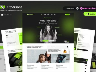 KitPersona Personal Portfolio Elementor Template Kit for Freelancers, Designers, and Creatives