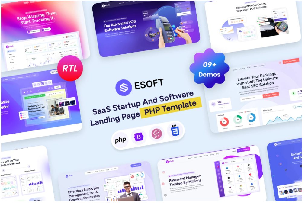 eSoft - SaaS Startup & Software Landing Page PHP