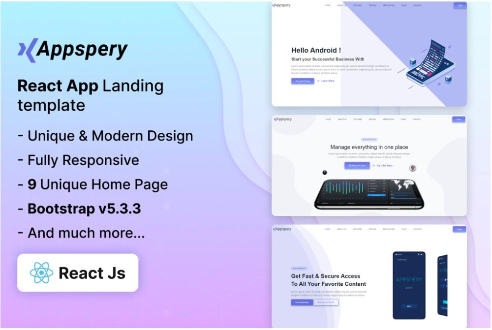 Appspery - React Landing Page Template