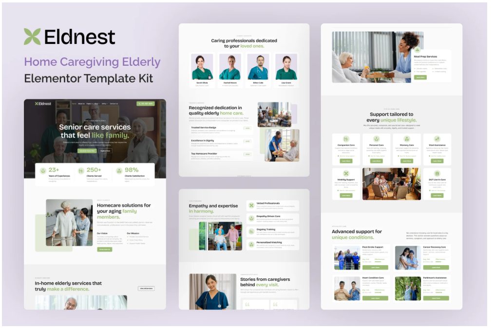 Eldnest - Home Caregiving Elderly Elementor Template Kit