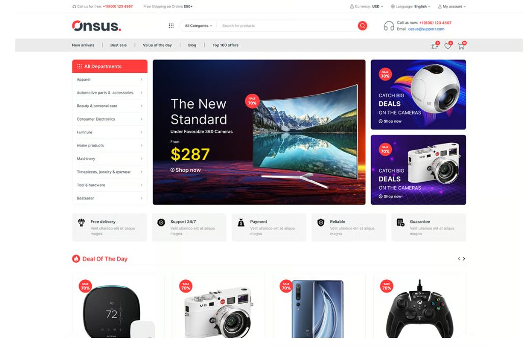Onsus - Electronics E-commerce HTML Template