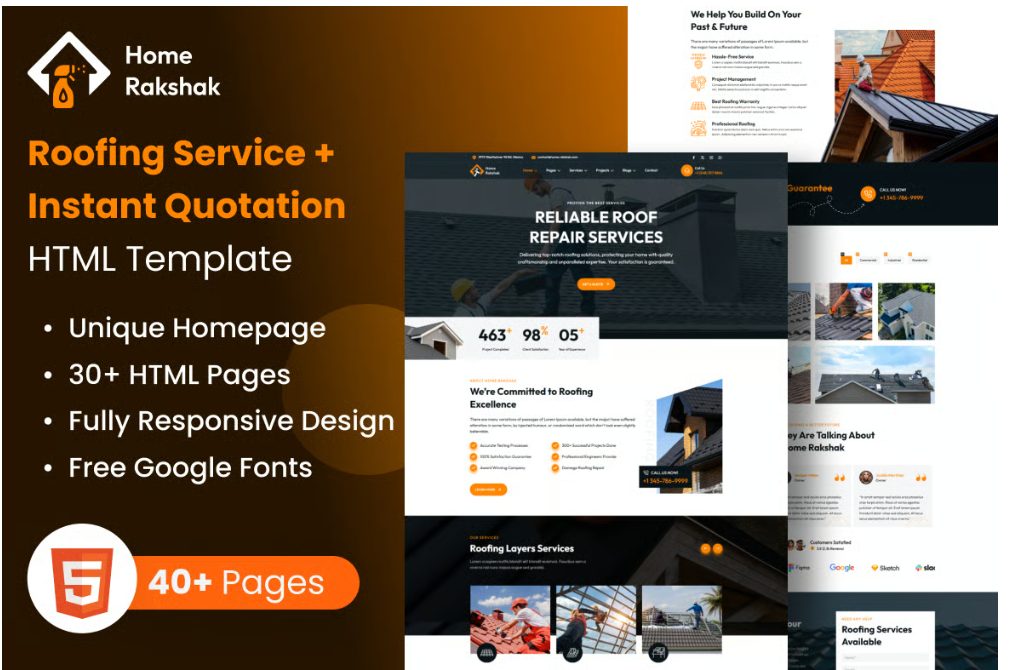 Roofing Services HTML Template - Home Rakshak