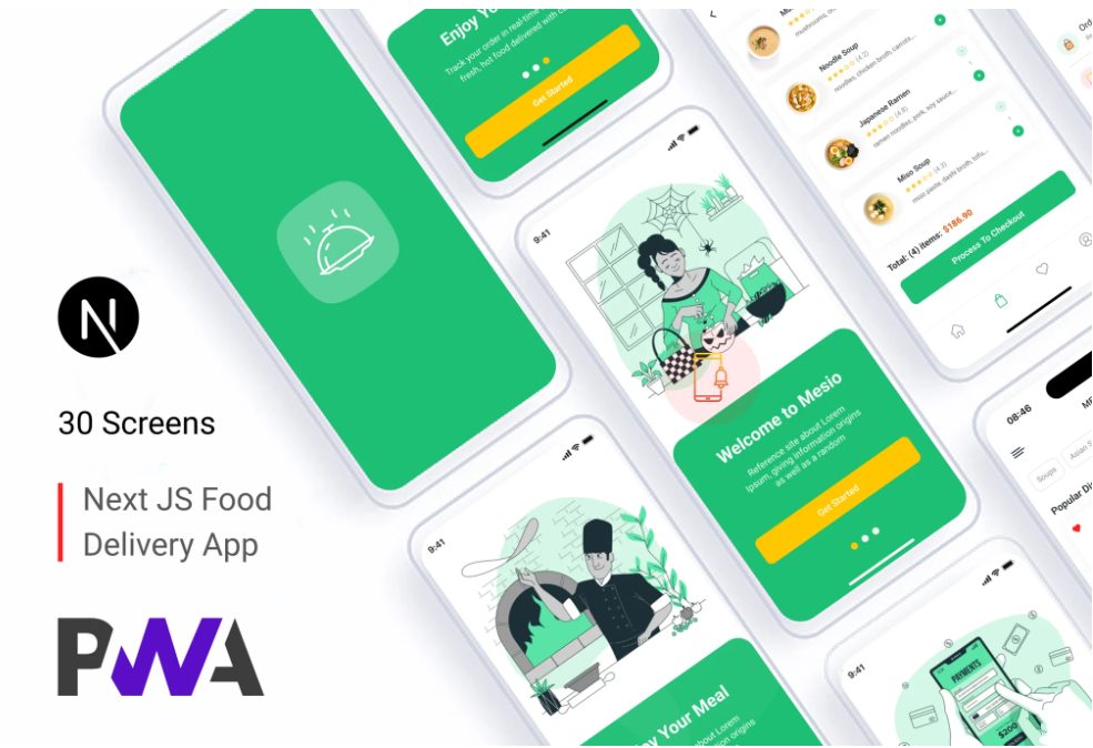 Mesio – Food Delivery UI App Next.js/PWA Ready