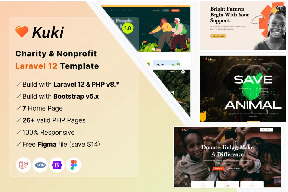 Kuki - Charity & Nonprofit Laravel 12 Template