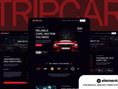 Tripcar - Car Rental Service Website Elementor Template Kit