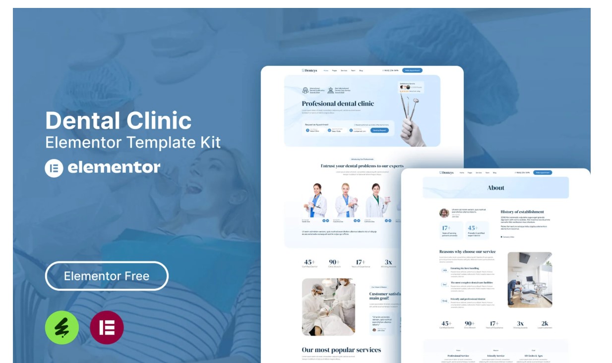 Dentcys - Dental Clinic Elementor Template Kit By Alt-Desain